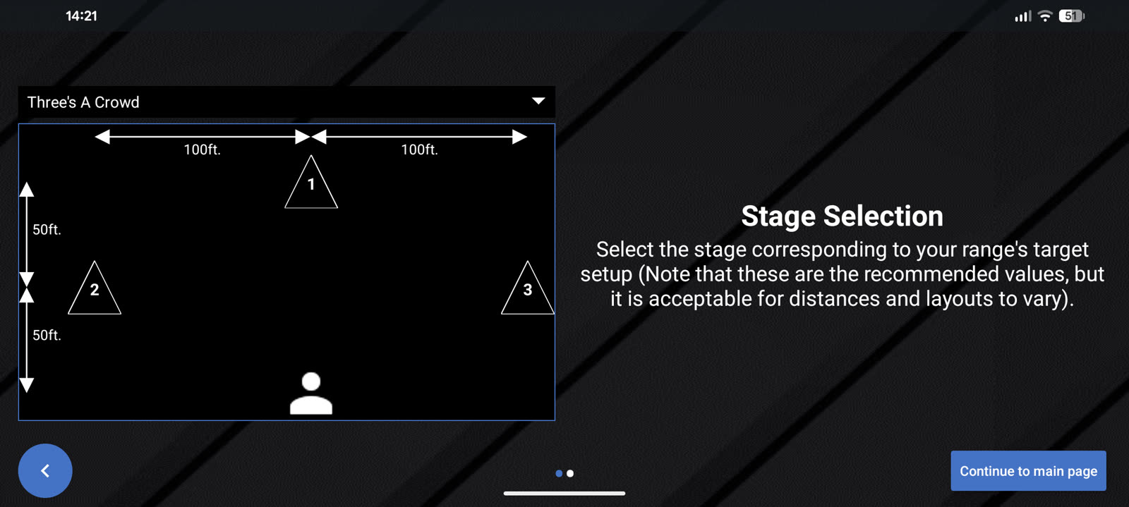 View stage setup screen