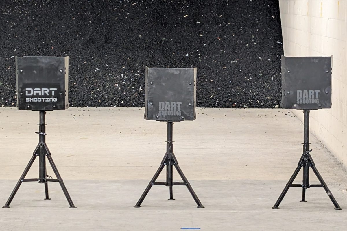 Three DART reactive targets on field stands
